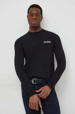 Karl Lagerfeld longsleeve męski kolor czarny z nadrukiem