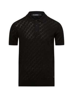 KARL LAGERFELD Męska koszulka polo Mężczyźni Bawełna czarny wypukły wzór tkaniny,