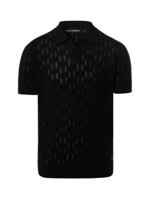 Zdjęcie produktu KARL LAGERFELD Męska koszulka polo z dzianiny Mężczyźni drobna dzianina czarny,