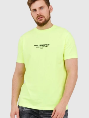 KARL LAGERFELD Neonowy t-shirt męski z wypukłym logo, Rozmiar S