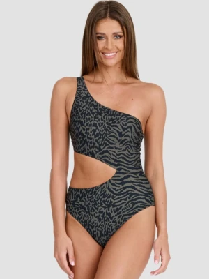 KARL LAGERFELD Oliwkowy damski jednoczęściowy strój kąpielowy Karl Dna One, Rozmiar S