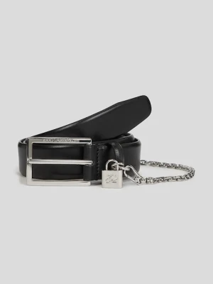 Karl Lagerfeld pasek skórzany damski kolor czarny A3W33040