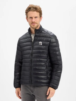 KARL LAGERFELD Pikowana kurtka męska Mężczyźni czarny jednolity,