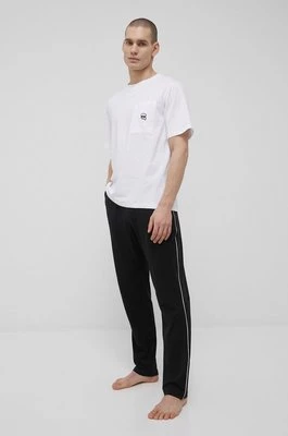 Karl Lagerfeld piżama 220M2139 męska kolor czarny z aplikacją