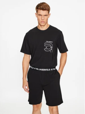 KARL LAGERFELD Piżama Ikonik 2.0 Pkt Short Pj Set 230M2106 Czarny Regular Fit