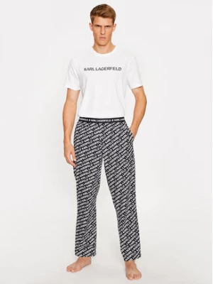 KARL LAGERFELD Piżama Printed Pj T-Shirt Set 225M2100 Biały Regular Fit