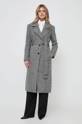 Karl Lagerfeld płaszcz wełniany kolor czarny przejściowy