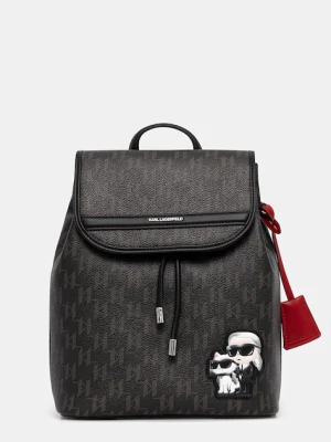 Karl Lagerfeld plecak IKON MONOGRAM damski kolor brązowy mały z aplikacją B1W30021