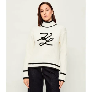 Karl Lagerfeld Półgolf Soutache Autograph | Loose fit | z dodatkiem wełny