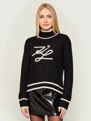 Karl Lagerfeld Półgolf Soutache Autograph | Loose fit | z dodatkiem wełny