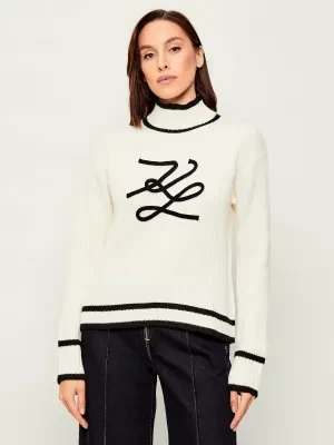 Karl Lagerfeld Półgolf Soutache Autograph | Loose fit | z dodatkiem wełny