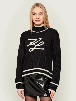 Karl Lagerfeld Półgolf Soutache Autograph | Loose fit | z dodatkiem wełny
