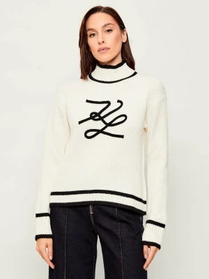 Karl Lagerfeld Półgolf Soutache Autograph | Loose fit | z dodatkiem wełny