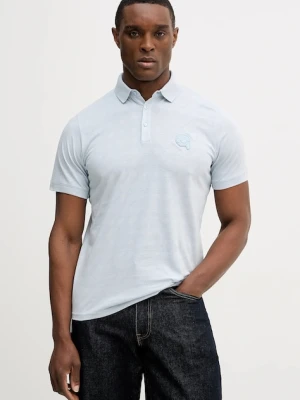 Karl Lagerfeld polo bawełniane niebieski
