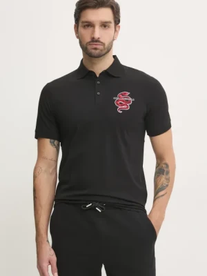 Karl Lagerfeld polo bawełniane kolor czarny z aplikacją 551225.745400