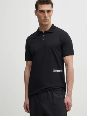 Karl Lagerfeld polo bawełniane kolor czarny z nadrukiem 551230.745293