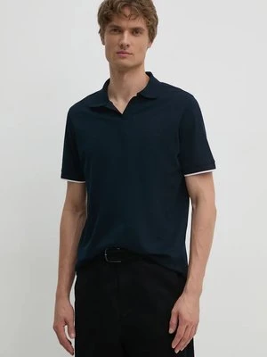 Karl Lagerfeld polo bawełniane kolor granatowy gładki 542205.745010