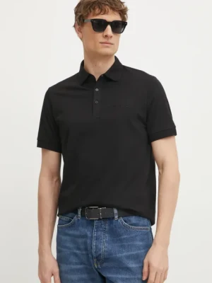 Karl Lagerfeld polo bawełniane męski kolor czarny gładki 551225.745085