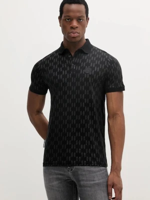 Karl Lagerfeld polo bawełniane męski kolor czarny wzorzysty 552251.745070