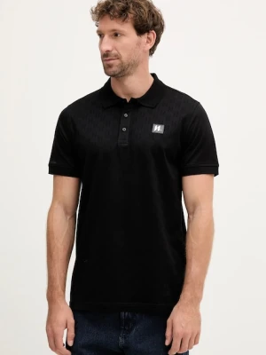 Karl Lagerfeld polo bawełniane męski kolor czarny wzorzysty 554201.745006