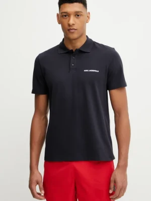 Karl Lagerfeld polo bawełniane męski kolor granatowy wzorzysty A2M46036