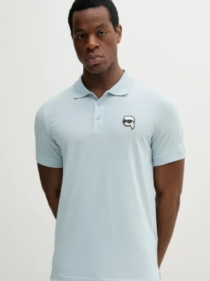 Karl Lagerfeld polo bawełniane męski kolor niebieski gładki 552224.745710