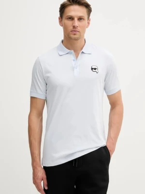 Karl Lagerfeld polo bawełniane męski kolor niebieski z aplikacją 553224.745710