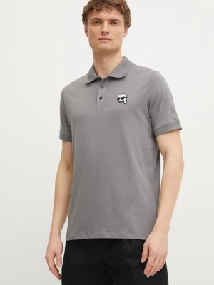 Karl Lagerfeld polo bawełniane męski kolor szary z aplikacją 551224.745710