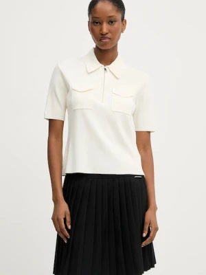 Karl Lagerfeld polo damski kolor beżowy A3W18021