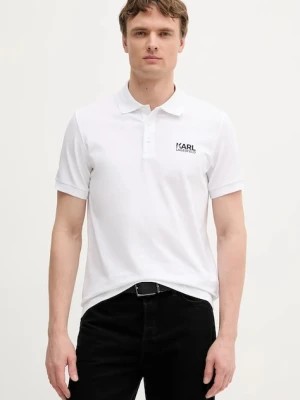 Karl Lagerfeld polo męski kolor biały z nadrukiem 553235.745088
