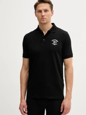 Karl Lagerfeld polo męski kolor czarny z aplikacją 553235.745017