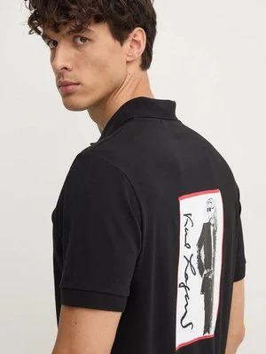 Karl Lagerfeld polo męski kolor czarny z nadrukiem 544221.745026