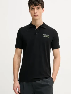 Karl Lagerfeld polo męski kolor czarny z nadrukiem 552235.745400