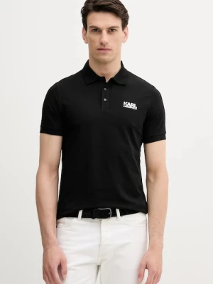 Karl Lagerfeld polo męski kolor czarny z nadrukiem 553235.745088
