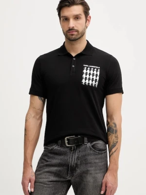 Karl Lagerfeld polo męski kolor czarny z nadrukiem 554235.745400