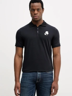 Karl Lagerfeld polo męski kolor granatowy z nadrukiem 554235.745401