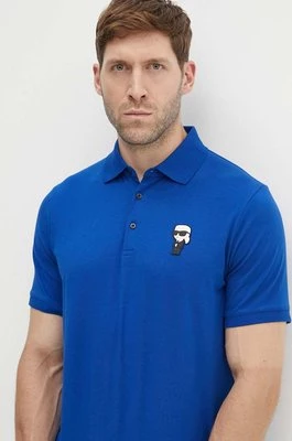 Karl Lagerfeld polo męski kolor niebieski z aplikacją 534221.745022
