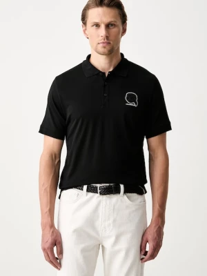 Karl Lagerfeld polo męskie bawełniane czarny