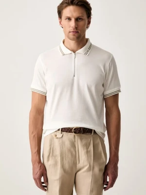Karl Lagerfeld polo męskie bawełniane beżowy