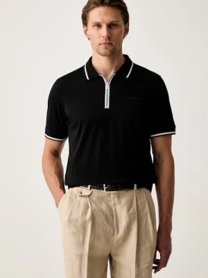 Karl Lagerfeld polo męskie bawełniane czarny