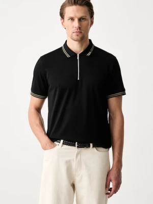 Karl Lagerfeld polo męskie bawełniane czarny