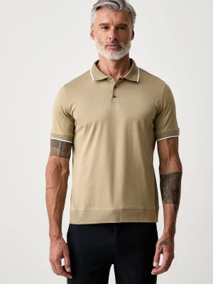 Karl Lagerfeld polo męskie bawełniane beżowy