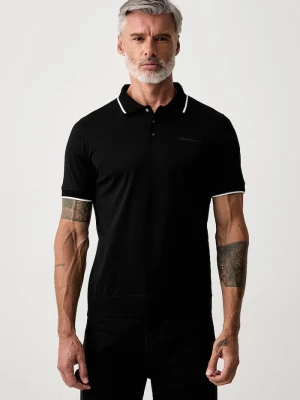 Karl Lagerfeld polo męskie bawełniane czarny