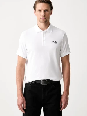 Karl Lagerfeld polo męskie bawełniane z elastanem biały