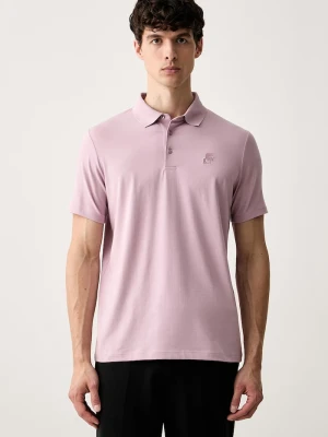 Karl Lagerfeld polo męskie bawełniane z elastanem różowy