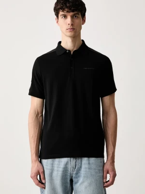Karl Lagerfeld polo męskie z bawełną czarny