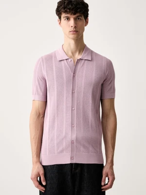 Karl Lagerfeld polo męskie z wiskozą różowy