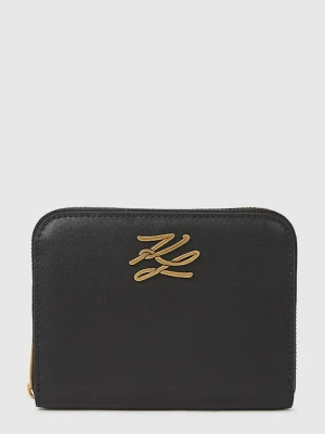 Karl Lagerfeld portfel skórzany K/AUTOGRAPH czarny