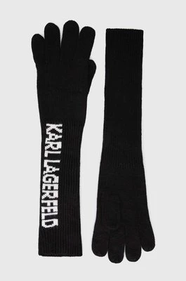 Karl Lagerfeld rękawiczki z kaszmirem kolor czarny