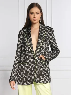 Karl Lagerfeld Satynowa marynarka MONOGRAM | Regular Fit